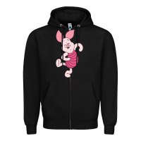 Black piglet Zipper Hoodie - ArtChic