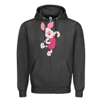 Charcoal Heather piglet Zipper Hoodie - ArtChic