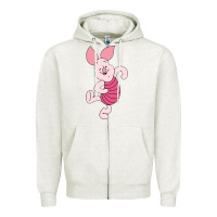 Oatmeal Heather piglet Zipper Hoodie - ArtChic