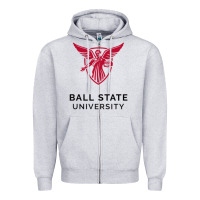 Heather Grey ball.state.university.merch Zipper Hoodie - ArtChic