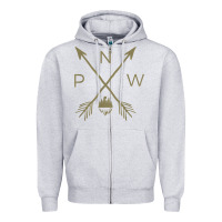 Heather Grey pacific northwest mountain  cool pnw pacific northwest t shirt Zipper Hoodie - ArtChic