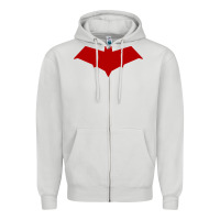 Dove Grey red hood Zipper Hoodie - ArtChic