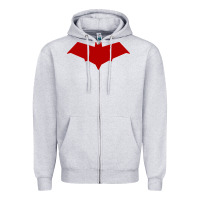 Heather Grey red hood Zipper Hoodie - ArtChic