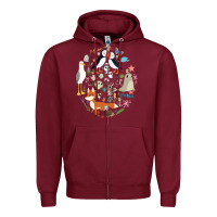 Burgundy Puffin Rock gift for fans puffin rock characters Zipper Hoodie - ArtChic
