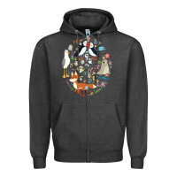 Charcoal Heather Puffin Rock gift for fans puffin rock characters Zipper Hoodie - ArtChic