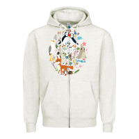 Oatmeal Heather Puffin Rock gift for fans puffin rock characters Zipper Hoodie - ArtChic