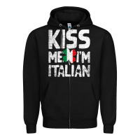 Black Kiss Me I'm Italian Zipper Hoodie - ArtChic