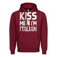 Burgundy Kiss Me I'm Italian Zipper Hoodie - ArtChic