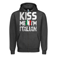 Charcoal Heather Kiss Me I'm Italian Zipper Hoodie - ArtChic