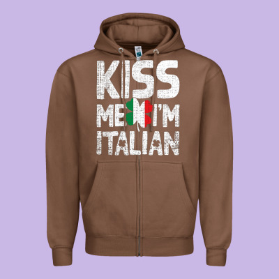 Kiss Me I'm Italian Zipper Hoodie Designed By Artchic