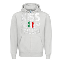 Dove Grey Kiss Me I'm Italian Zipper Hoodie - ArtChic