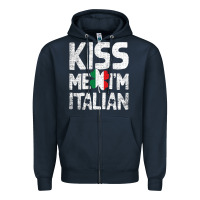 Navy Kiss Me I'm Italian Zipper Hoodie - ArtChic