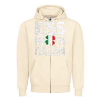 Sandshell Kiss Me I'm Italian Zipper Hoodie - ArtChic