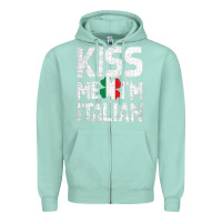 Seafoam Kiss Me I'm Italian Zipper Hoodie - ArtChic