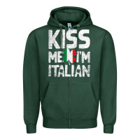 Sports Green Kiss Me I'm Italian Zipper Hoodie - ArtChic