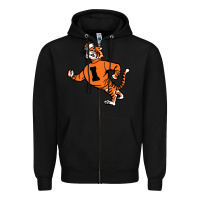 Black Vintage Walking Angry Tiger Idaho State Zipper Hoodie - ArtChic
