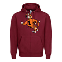 Burgundy Vintage Walking Angry Tiger Idaho State Zipper Hoodie - ArtChic