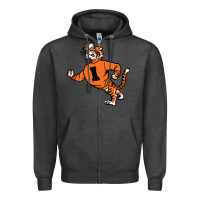 Charcoal Heather Vintage Walking Angry Tiger Idaho State Zipper Hoodie - ArtChic