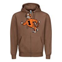 Chestnut Vintage Walking Angry Tiger Idaho State Zipper Hoodie - ArtChic