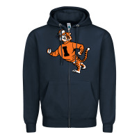 Navy Vintage Walking Angry Tiger Idaho State Zipper Hoodie - ArtChic