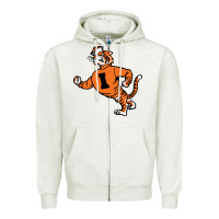 Oatmeal Heather Vintage Walking Angry Tiger Idaho State Zipper Hoodie - ArtChic