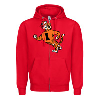 Red Vintage Walking Angry Tiger Idaho State Zipper Hoodie - ArtChic