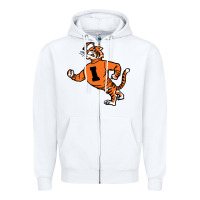 White Vintage Walking Angry Tiger Idaho State Zipper Hoodie - ArtChic