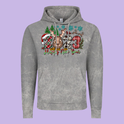 2023 Happy New Year Vintage Hoodie Designed By Cowhidedigitalart