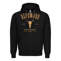 Black deadwood south dakota usa vintage distressed style design long sleeve Zipper Hoodie - StudioElite
