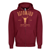 Burgundy deadwood south dakota usa vintage distressed style design long sleeve Zipper Hoodie - StudioElite