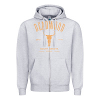 Heather Grey deadwood south dakota usa vintage distressed style design long sleeve Zipper Hoodie - StudioElite