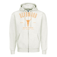 Oatmeal Heather deadwood south dakota usa vintage distressed style design long sleeve Zipper Hoodie - StudioElite