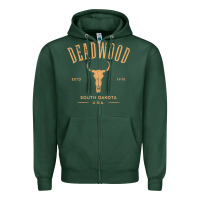 Sports Green deadwood south dakota usa vintage distressed style design long sleeve Zipper Hoodie - StudioElite