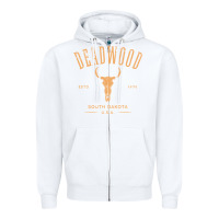 White deadwood south dakota usa vintage distressed style design long sleeve Zipper Hoodie - StudioElite