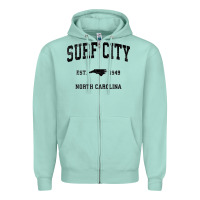 Seafoam Surf City North Carolina Nc Vintage Sports Design Black Prin Zipper Hoodie - StudioElite