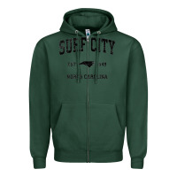Sports Green Surf City North Carolina Nc Vintage Sports Design Black Prin Zipper Hoodie - StudioElite