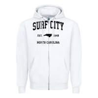 Surf City North Carolina Nc Vintage Sports Design Black Prin Zipper Hoodie | Teevron