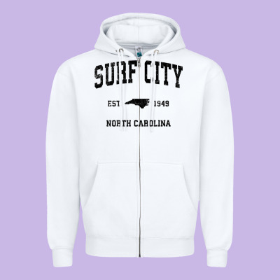 Surf City North Carolina Nc Vintage Sports Design Black Prin Zipper Hoodie Designed By Studioelite