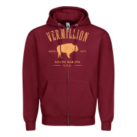 Burgundy vermillion south dakota bison distressed design t shirt Zipper Hoodie - StudioElite