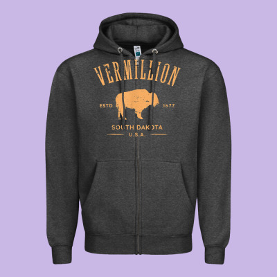 Vermillion South Dakota Bison Distressed Design T Shirt Zipper Hoodie Designed By Studioelite