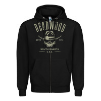 Black deadwood south dakota usa distressed skull design souvenir premium t s Zipper Hoodie - StudioElite