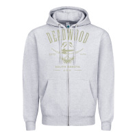 Heather Grey deadwood south dakota usa distressed skull design souvenir premium t s Zipper Hoodie - StudioElite