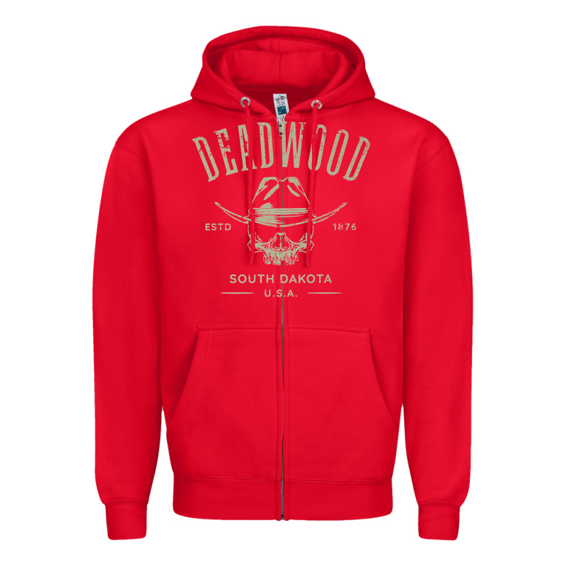 Deadwood South Dakota Usa Distressed Skull Design Souvenir Premium T S Zipper Hoodie by StudioElite | Teevron