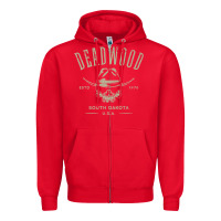 Red deadwood south dakota usa distressed skull design souvenir premium t s Zipper Hoodie - StudioElite