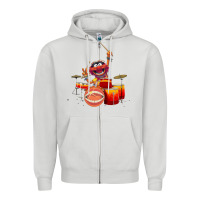 Dove Grey The muppets animal drummer Zipper Hoodie - StudioElite