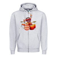 Heather Grey The muppets animal drummer Zipper Hoodie - StudioElite