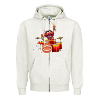 Oatmeal Heather The muppets animal drummer Zipper Hoodie - StudioElite