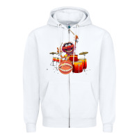 White The muppets animal drummer Zipper Hoodie - StudioElite