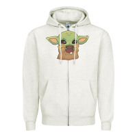 Oatmeal Heather Baby yoda Zipper Hoodie - StudioElite