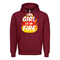Burgundy This Girl Is On Fire Fierce Lady Woman Power Go Girls Fiery Zipper Hoodie - StudioElite